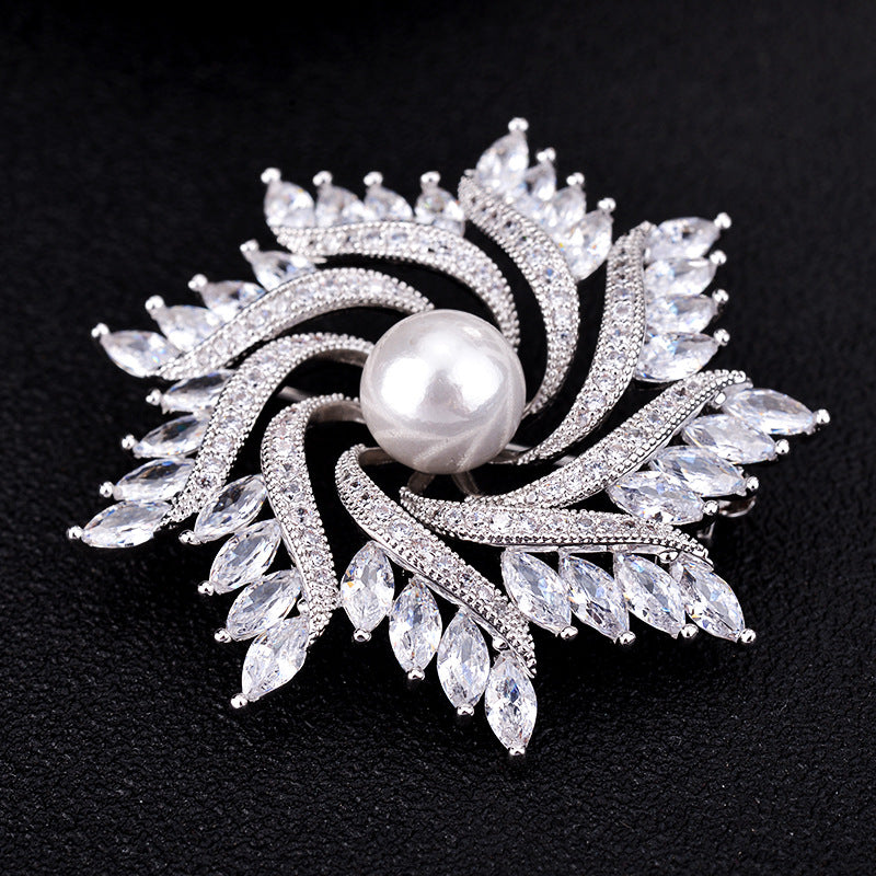 Korean Luxury Crystal Zircon Pinwheel Brooch – Jewelry Gift Ideas — 1