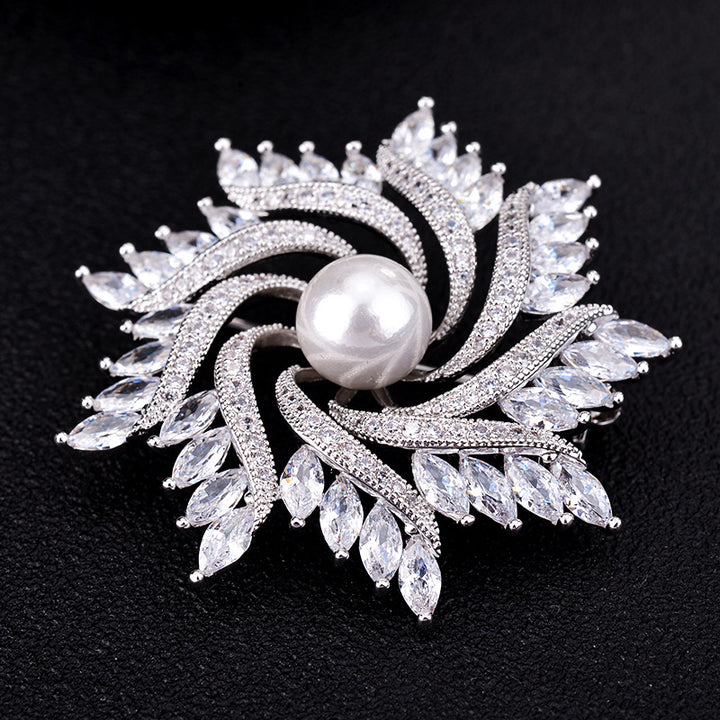 Korean Luxury Crystal Zircon Pinwheel Brooch – Jewelry Gift Ideas — 1