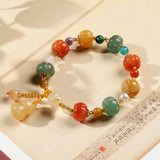 Natural Gold Filigree Jade Pumpkin Beads Bracelet – Jewelry Gift Ideas — 2