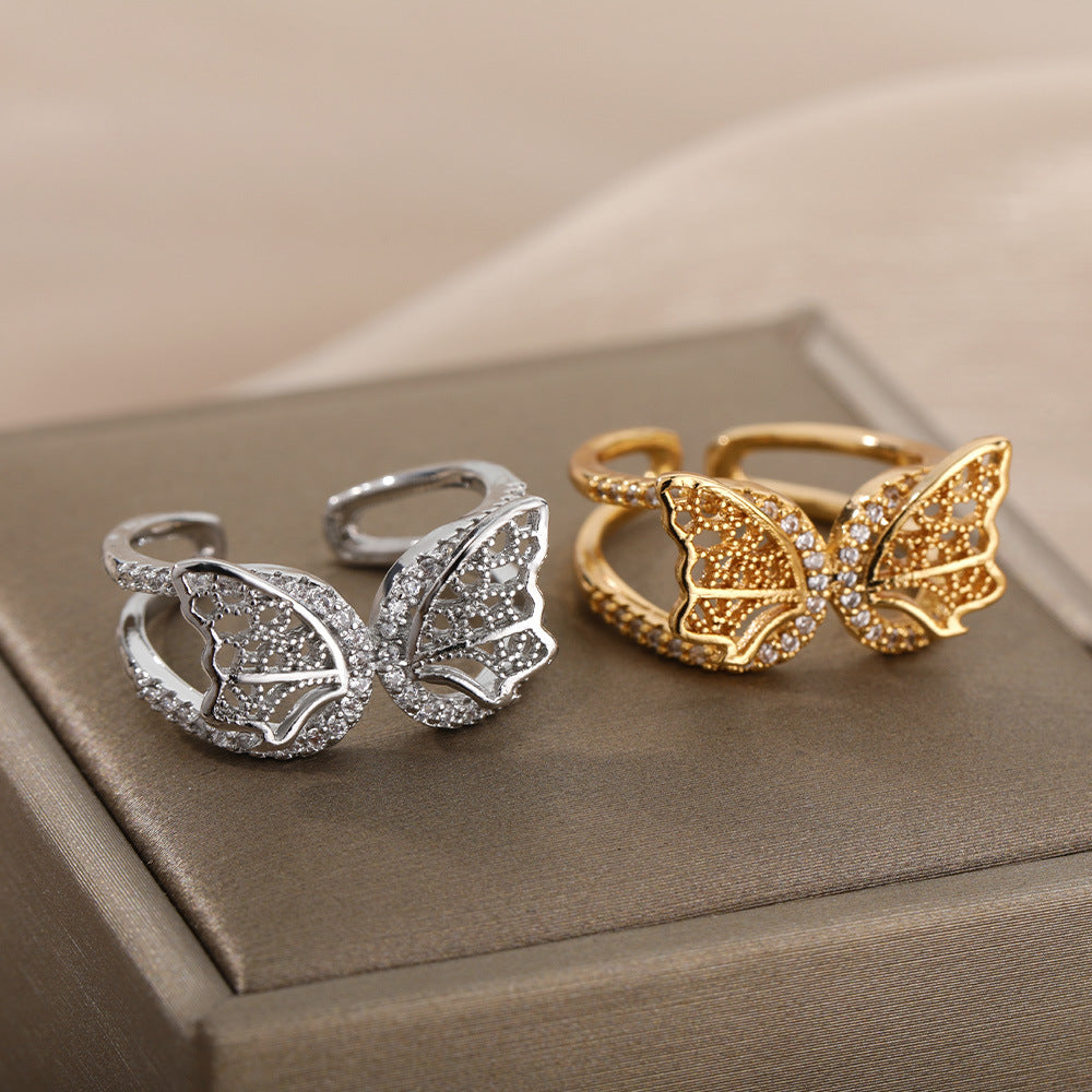 Micro Set Zircon Butterfly Tail Ring – Holiday Gift Ideas — 1