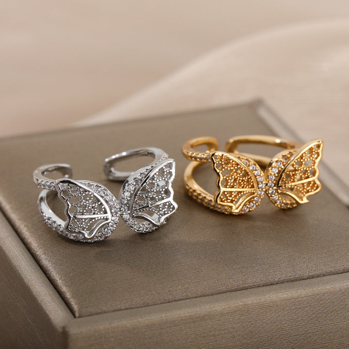 Micro Set Zircon Butterfly Tail Ring – Holiday Gift Ideas — 1