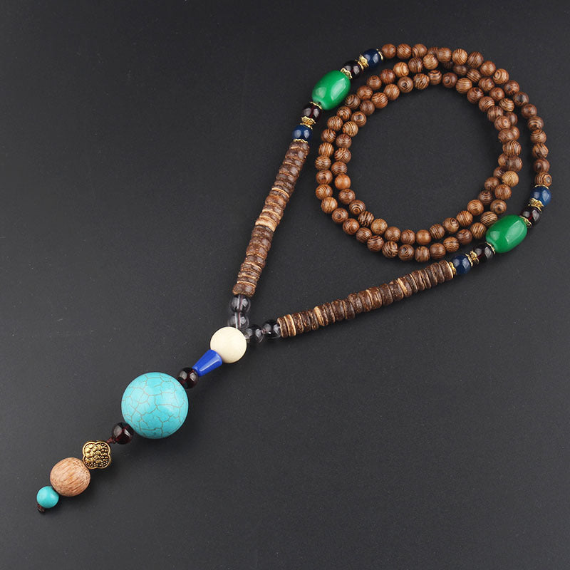 Men's And Women's Ethnic Necklaces Retro Wooden Beads – Gifts for Her — 1
