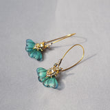Hand Painted Green Flying Butterfly Earrings – Special Occasion Gifts — 3