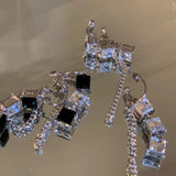 925 Silver Needle Crystal Chain Earrings European – Stylish Gifts — 3