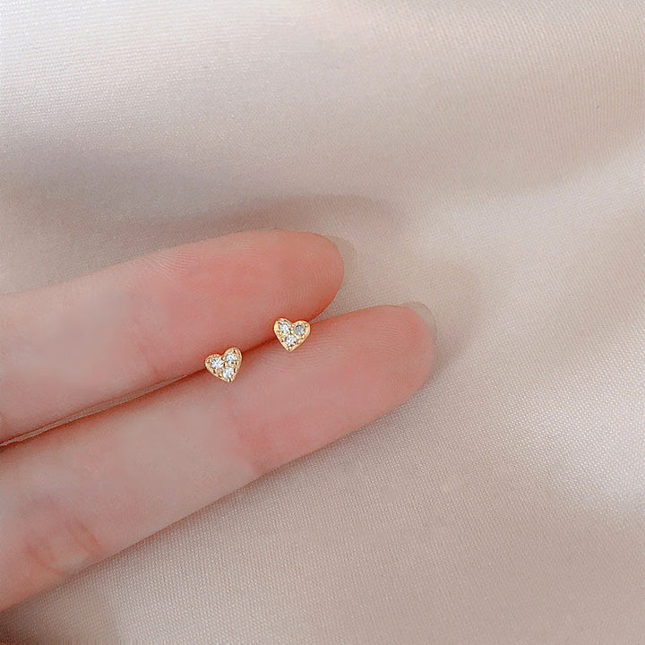 Mini Love Ear Stud South Korean Zircon – Gifts for Couples — 1