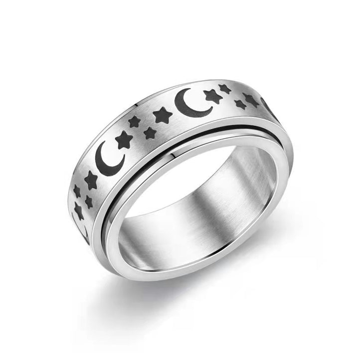 Stars And Moon Titanium Steel Rotatable Ring – Gift Ideas — 1