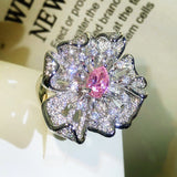 Diamond Flower Ring Female Opening – Gifts for Her — 5