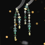 Geometric Color Zircon Double Tassel Earrings – Gift Ideas — 5