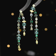 Geometric Color Zircon Double Tassel Earrings – Gift Ideas — 5