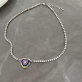 Heart Zircon Necklace Light Luxury Purple Color – Jewelry Gift Ideas — 3