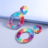 Large Oval Heart Raffia Dangle Earrings For Women Boho – Gifts for Her — 4