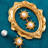 SUNFLOWER Pearl Brass Plated With Real Gold Ear – Jewelry Gift Ideas — 2
