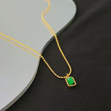Women's Emerald Single Diamond Titanium Necklace – Jewelry Gift Ideas — 3