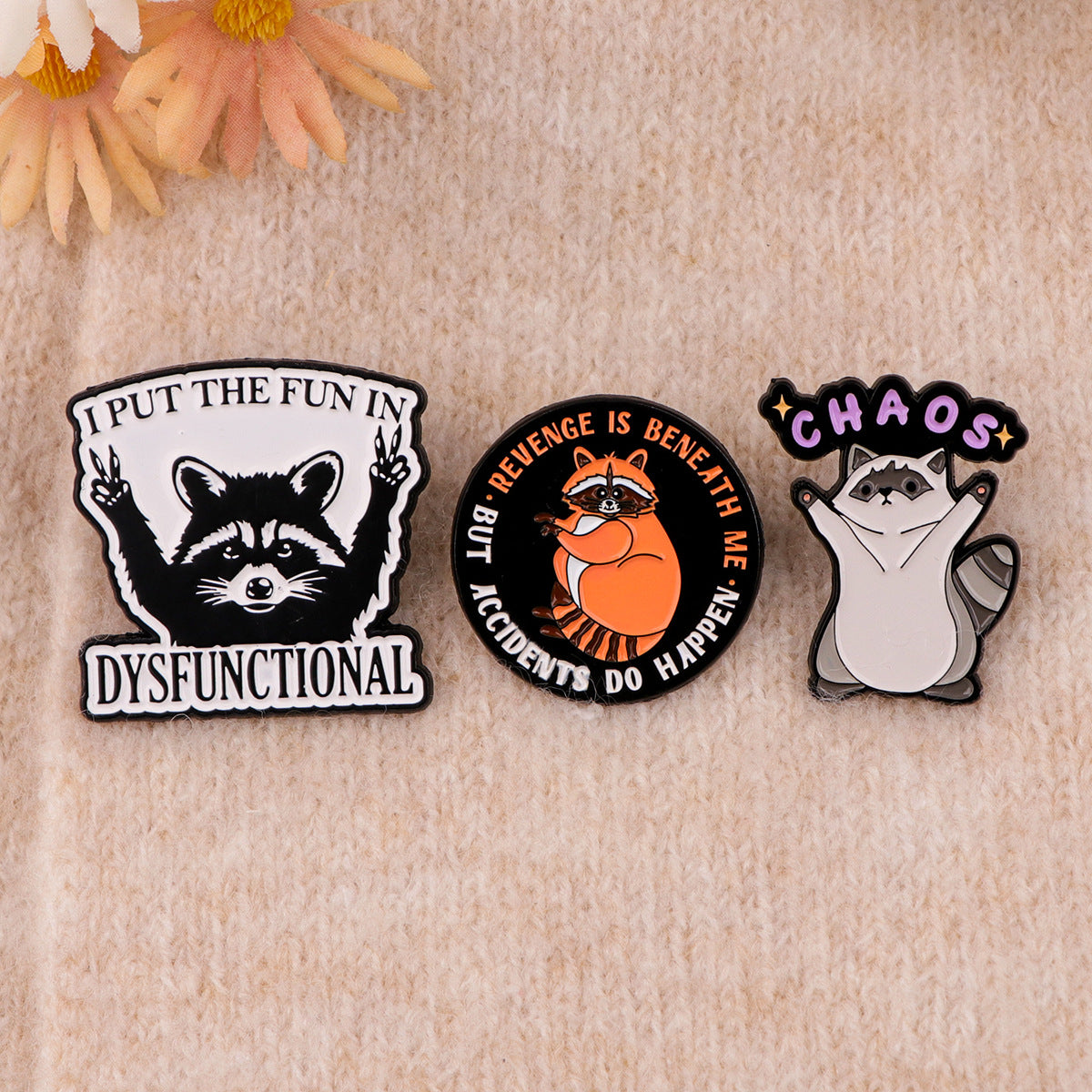 Cartoon Raccoon Brooch Golden M Badge – Jewelry Gift Ideas — 1