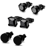 Punk Square Black Zircon Stud Earrings Set 6mm – Stylish Gifts — 1