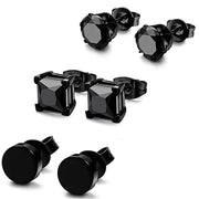 Punk Square Black Zircon Stud Earrings Set 6mm – Stylish Gifts — 1