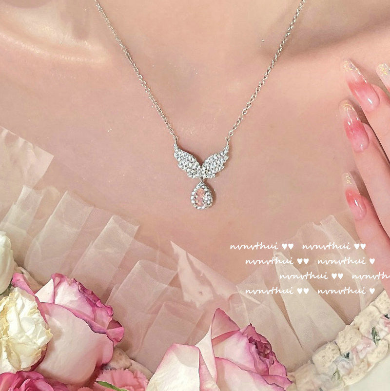 Feather Wing Waterdrop Gemstone Zircon Necklace – Jewelry Gift Ideas — 1
