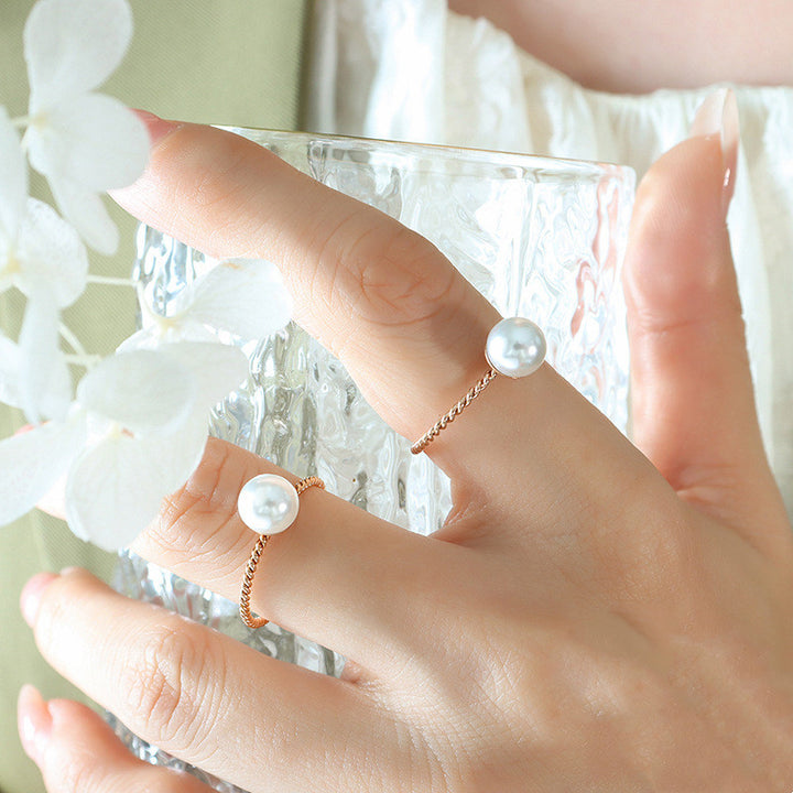 Temperament Small Rose Ring Pearl – Small Gift Ideas — 1