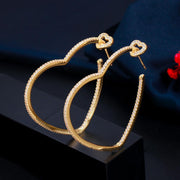 Earrings Studded With Diamonds Large Heart – Unique Gift Ideas — 2