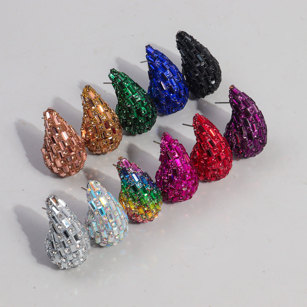 Fashion And Fully-jewelled Metal Stud Earrings – Stylish Gifts — 1