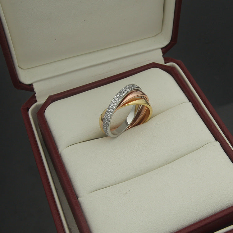 Three-color Three-ring Full Diamond Ring – Unique Gift Ideas — 1