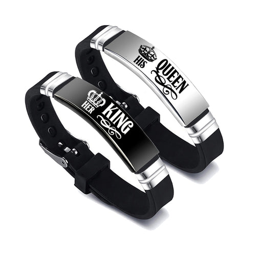 Black Silver Her King His Queen Couple Bracelets – Gifts for Couples — 2