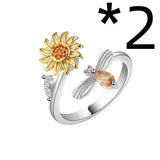 Sunflower Rotating Ring Set With Diamond Simple – Small Gift Ideas — 6