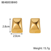 Minimalist Titanium Steel Ear Studs Triangle Oval – Stylish Gifts — 4