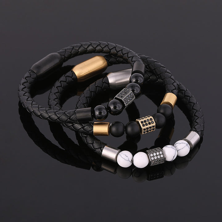 Hand-woven Cowhide Leather Bracelet Gold – Jewelry Gift Ideas — 1