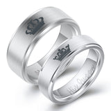 Her King His Queen Titanium Steel Couple Ring – Gifts for Couples — 3