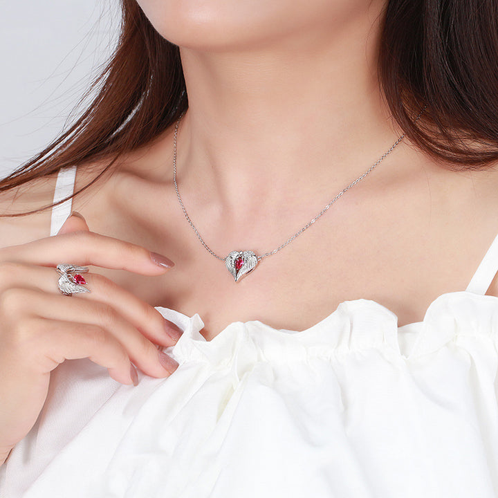 S925 Sterling Silver Necklace Wings Zircon – Jewelry Gift Ideas — 1