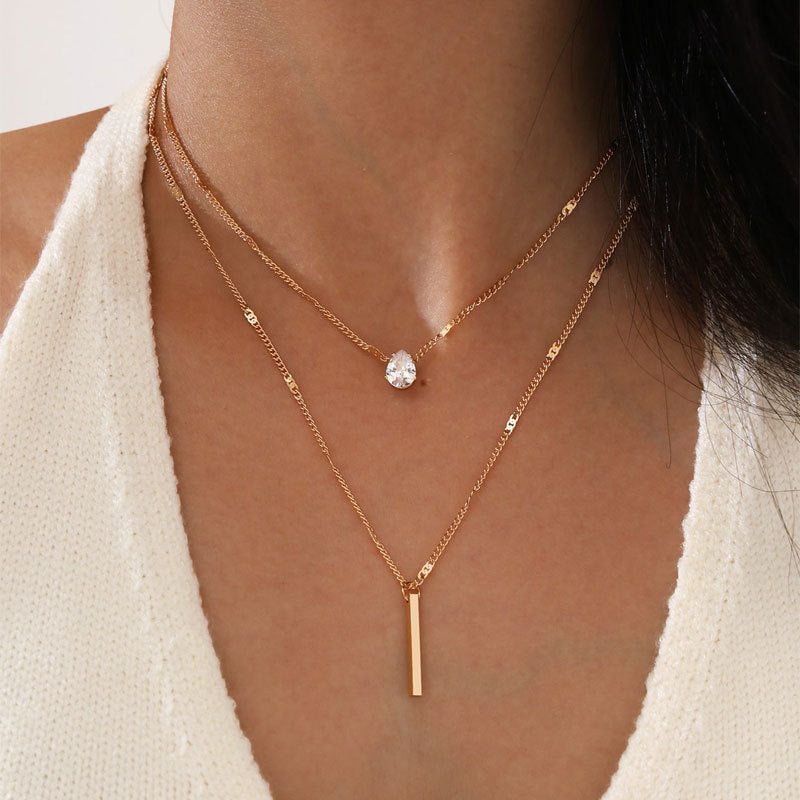 Fashion Strip Double Pendant Necklace – Jewelry Gift Ideas — 1