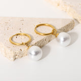 Bright Shell Pearl Hanging Earrings 18K Gold PVD – Stylish Gifts — 5