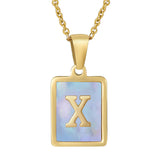 Titanium Steel 26 English Letter Necklace Blue – Jewelry Gift Ideas — 7