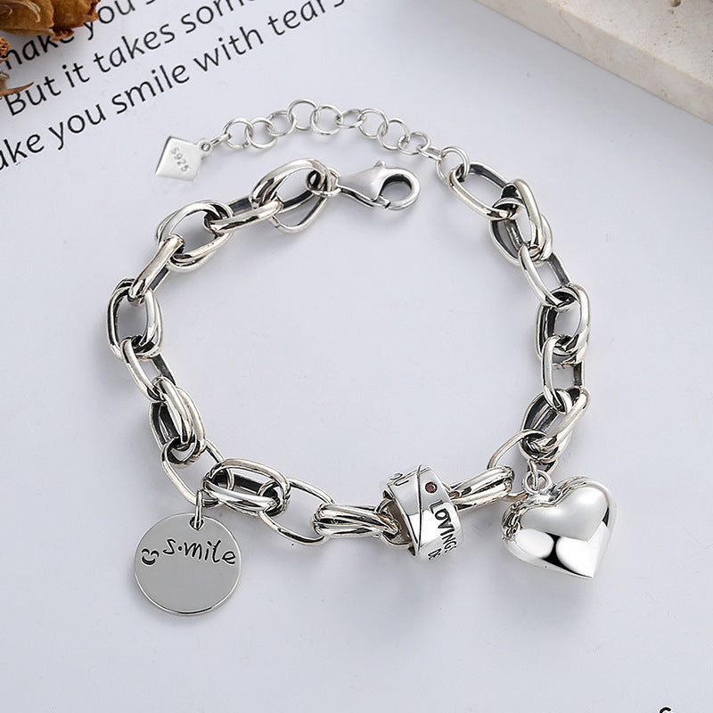 Retro Distressed Three-dimensional Heart Bracelet – Jewelry Gift Ideas — 1