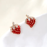 Cute Red Strawberry Fruit Inlaid Zirconium Stud – Unique Gift Ideas — 1