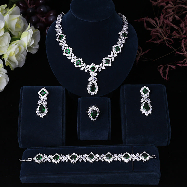 Exaggerated Water Drop Zircon Necklace Earrings – Jewelry Gift Ideas — 1