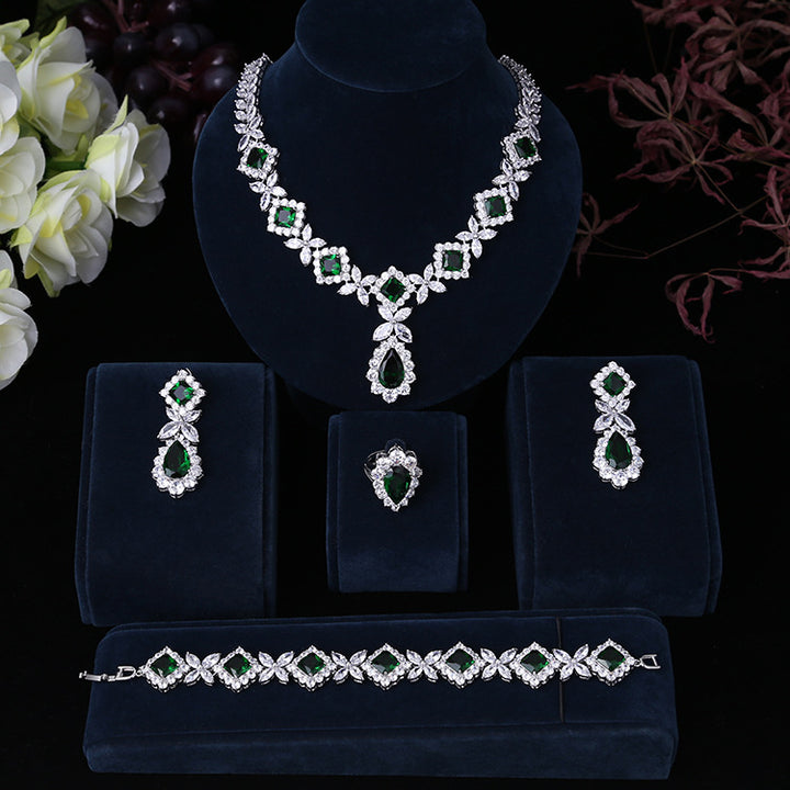 Exaggerated Water Drop Zircon Necklace Earrings – Jewelry Gift Ideas — 1