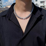 Mens Fashionable And Versatile Gray Pearl Letter – Jewelry Gift Ideas — 5