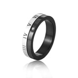 Rotatable Roman Numeral Titanium Steel Couple Ring – Gifts for Couples — 5