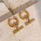 Stainless Steel T-ring Ring Earrings In Titanium – Surprise Gifts — 7
