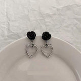 Dark Vintage Thorns Rose Love Earrings – Gifts for Couples — 3