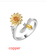Sunflower Rotating Ring Set With Diamond Simple – Small Gift Ideas — 15