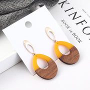 Wooden Patch Earrings Simple All Match Water Drop Stud – Gifts for Her — 7