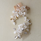 Porcelain Hair Comb Earring Set White Flowers – Jewelry Gift Ideas — 4