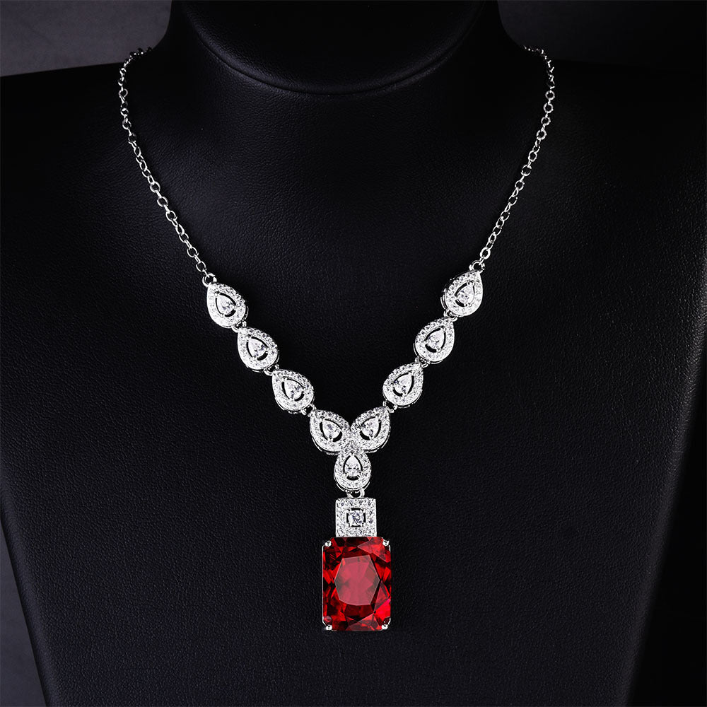 Luxury Pigeons-blood Ruby Square Diamond Necklace – Jewelry Gift Ideas — 1