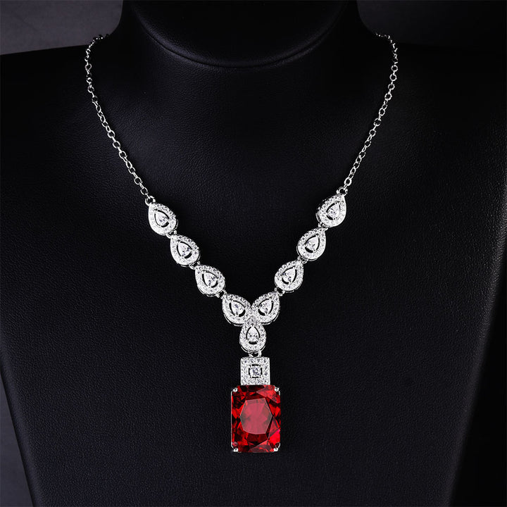 Luxury Pigeons-blood Ruby Square Diamond Necklace – Jewelry Gift Ideas — 1