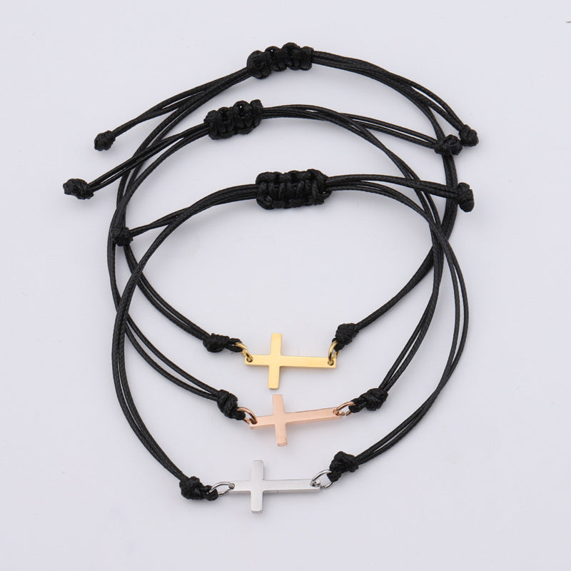 Braided Christmas Stainless Steel Mirror Cross – Jewelry Gift Ideas — 1
