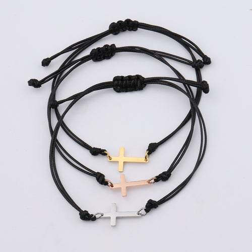 Braided Christmas Stainless Steel Mirror Cross – Jewelry Gift Ideas — 1