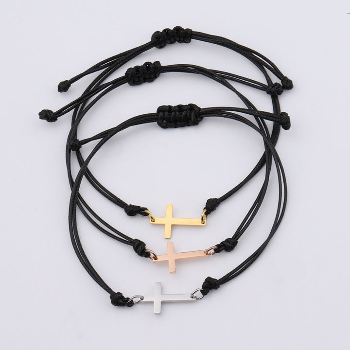 Braided Christmas Stainless Steel Mirror Cross – Jewelry Gift Ideas — 1